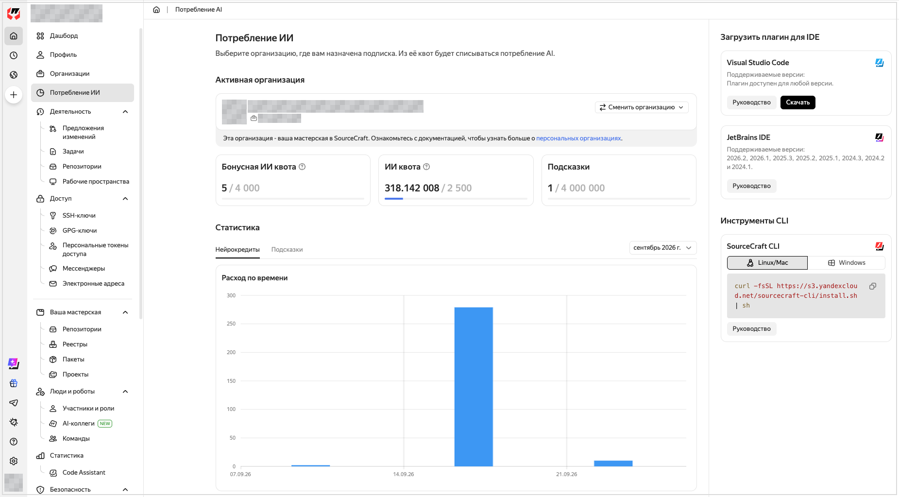 Персональная статистика потребления AI